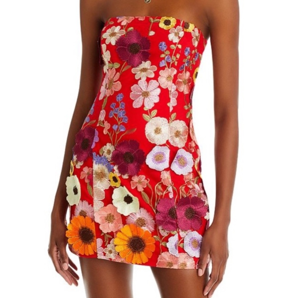 Endless Rose Red Strapless Floral Mini Dress